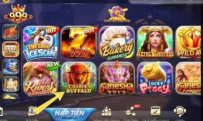 Truy cập vào game slot Charge Buffalo 999bet tại trang chủ cổng game