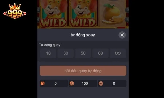 Tính năng Quay tự động cho phép tự động quay hũ theo số vòng người chơi đã chọn